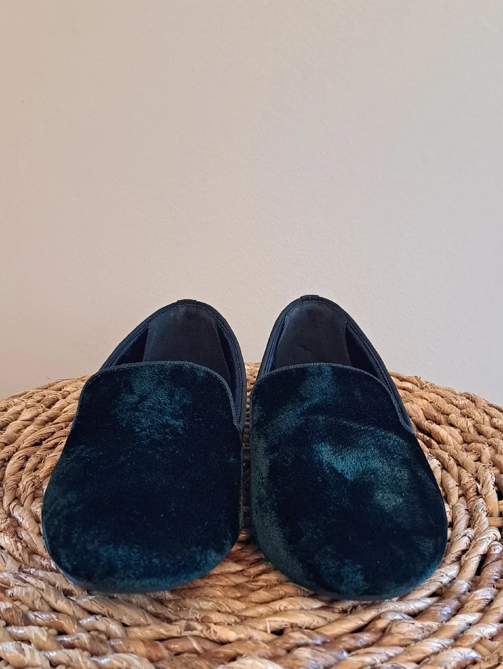 Birdies Womens Starling Green Velvet Preppy/Festive/Holiday Smoking Loafers 6.5
